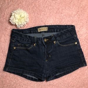 Shimmery Jean shorts with gold glitz ✨